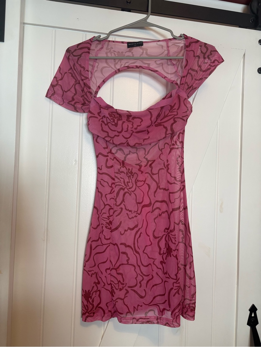 White Fox Boutique Pink Floral Cutout Mini Dress
